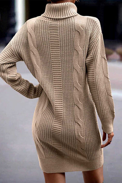 Casual Solid Make Old Turtleneck Long Sleeve Dresses