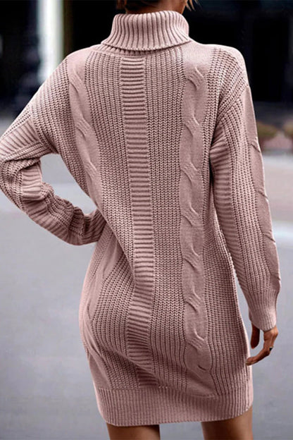 Casual Solid Make Old Turtleneck Long Sleeve Dresses