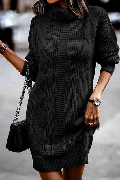 Casual Solid Make Old Turtleneck Long Sleeve Dresses