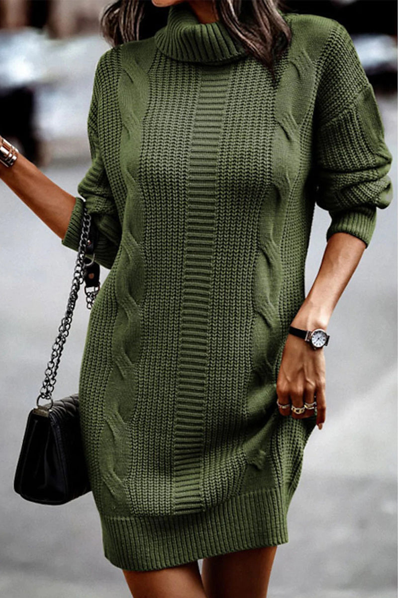 Casual Solid Make Old Turtleneck Long Sleeve Dresses