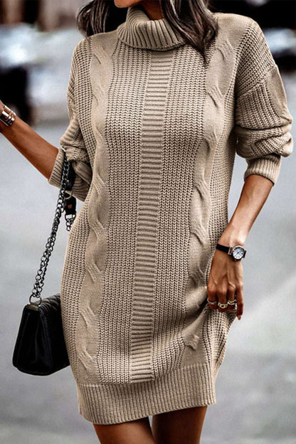 Casual Solid Make Old Turtleneck Long Sleeve Dresses