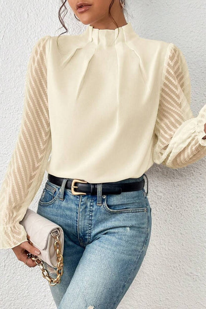 Casual Solid Patchwork Flounce Half A Turtleneck Tops