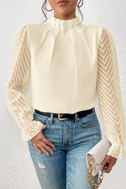 Casual Solid Patchwork Flounce Half A Turtleneck Tops