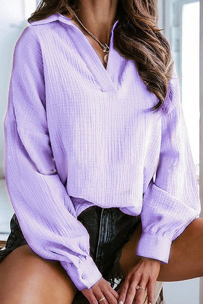 Casual Elegant Solid Patchwork Turndown Collar Blouses(6 Colors) Purple