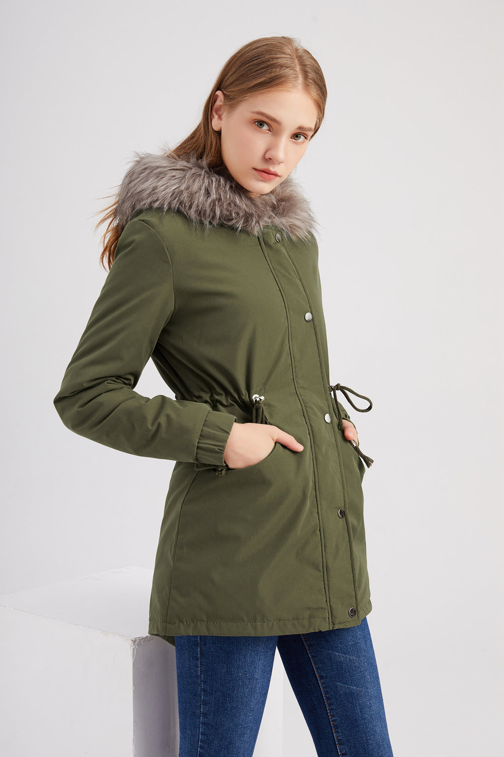 Fur Collar Fleece Cotton-Padded Parkas