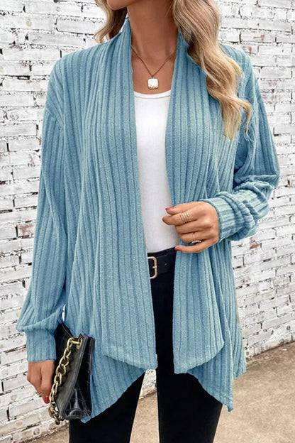 Casual Solid Asymmetrical Cardigan Collar Outerwear(6 Colors) Sky Blue