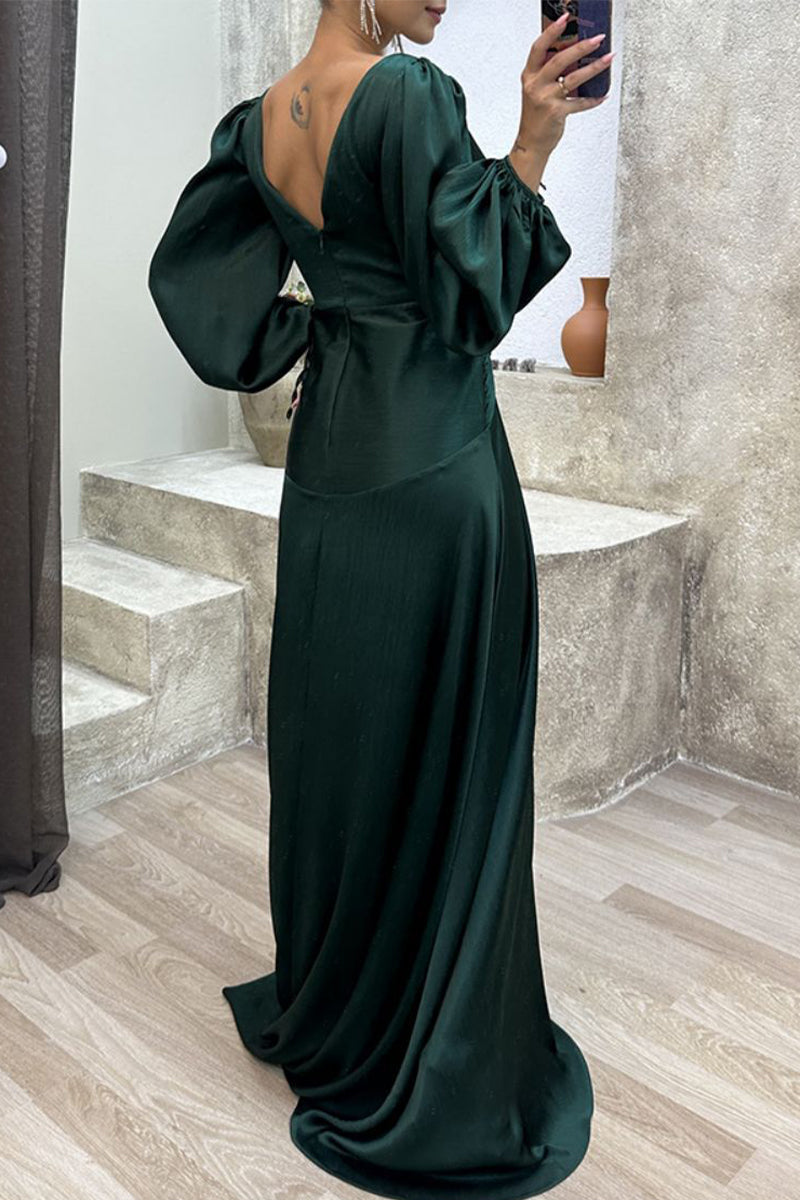 Elegant Formal Solid Fold V Neck Evening Dresses(3 Colors)