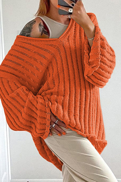 Casual Solid Patchwork V Neck Tops Orange