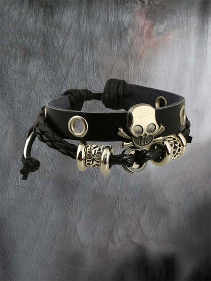 Skull punk belt bracelet Black One Size