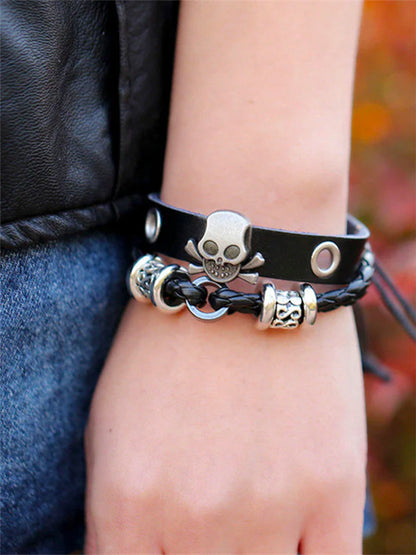 Skull punk belt bracelet