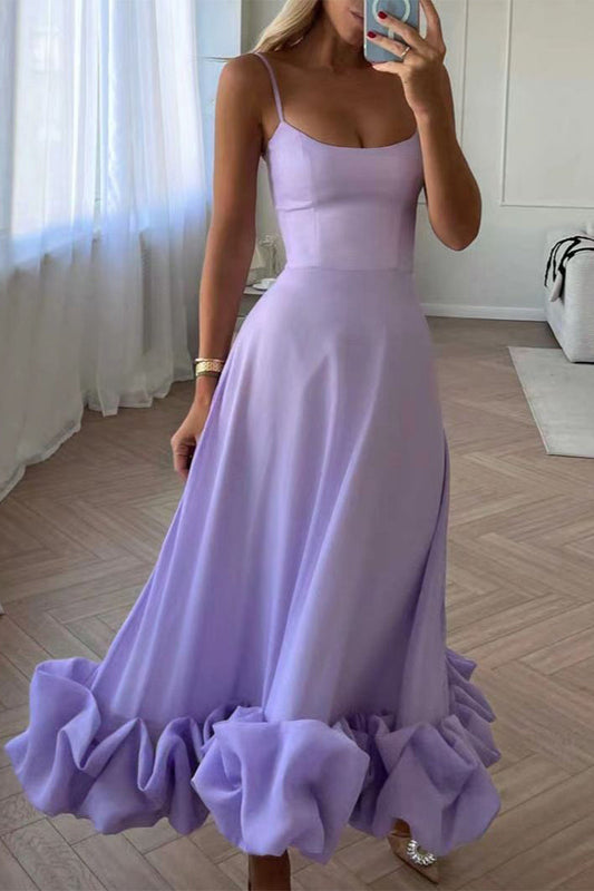 Simplicity Formal Solid Patchwork U Neck Evening Dress Dresses Purple