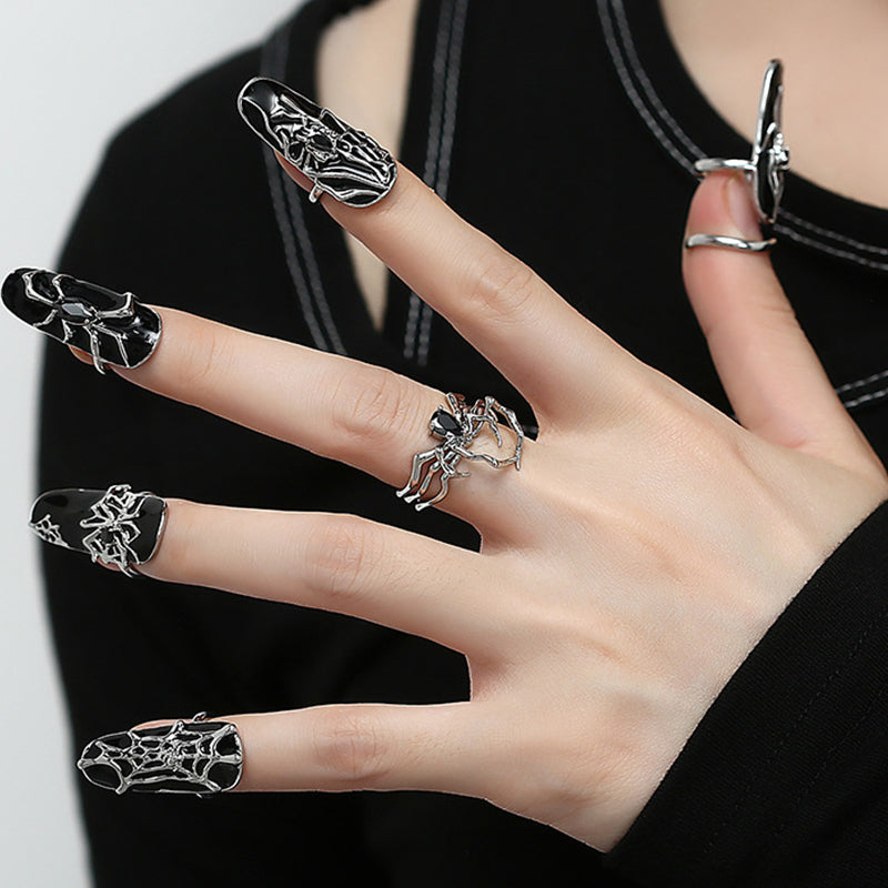 PUNK UNIQUE SPIDER RING Silver One Size