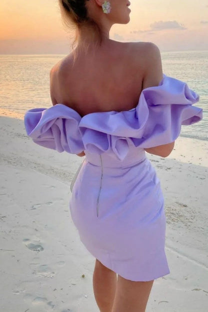 Sexy Solid Patchwork Backless Off the Shoulder Strapless Dress Dresses