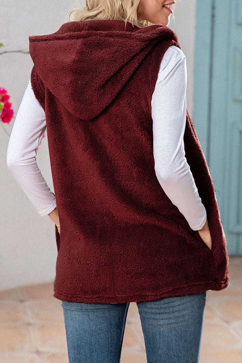 Casual Simplicity Solid Patchwork Pocket Hooded Collar Tops