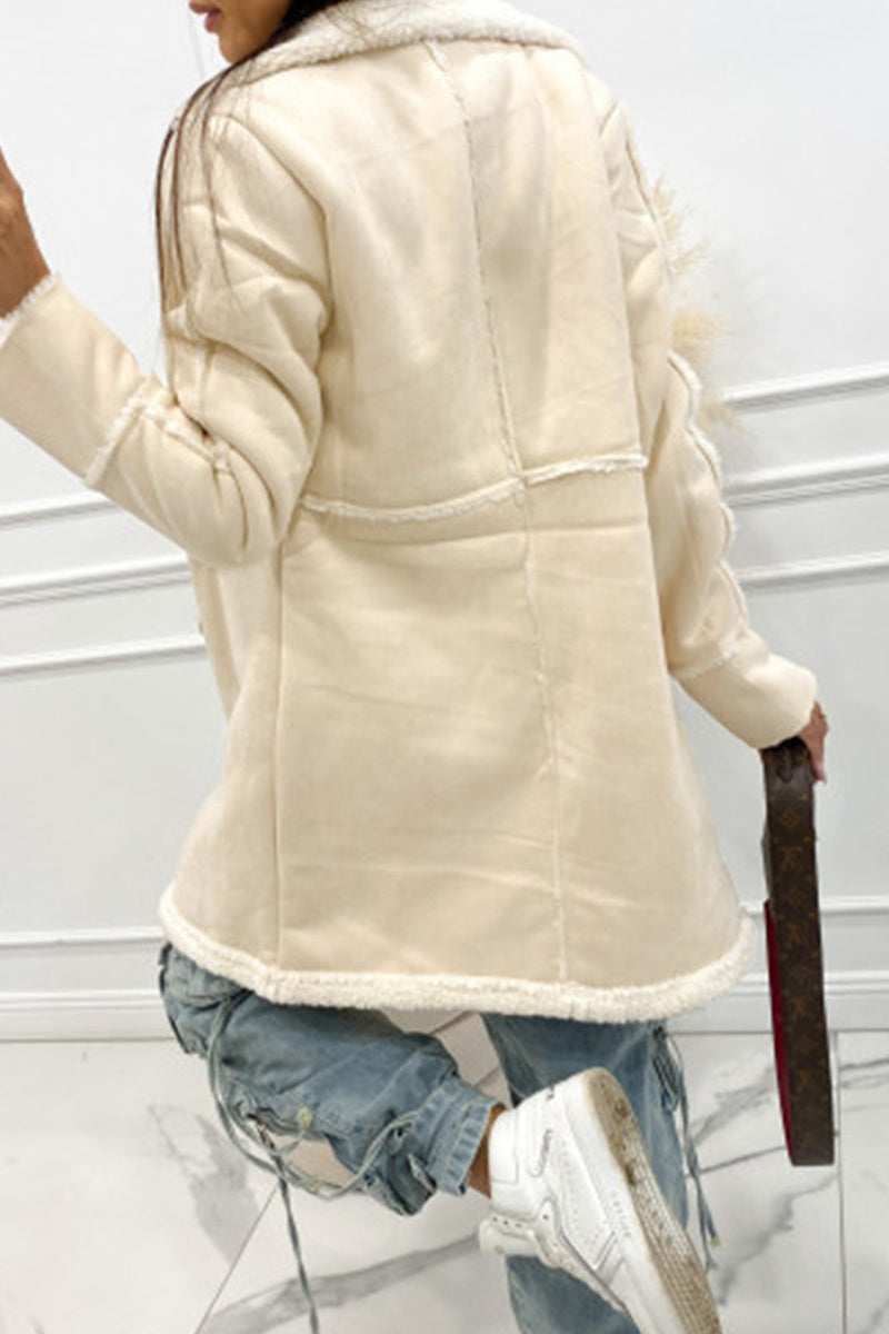 Elegant Solid Patchwork Pocket Half A Turtleneck Outerwear