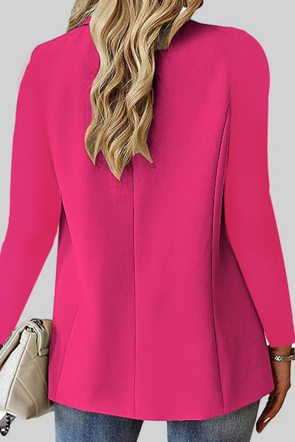 Casual Solid Cardigan Turn-back Collar Outerwear