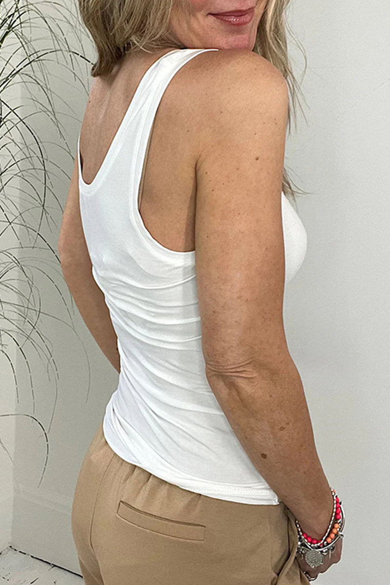 Sexy Simplicity Solid U Neck Tops