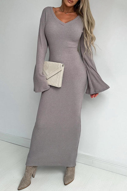 Elegant Solid V Neck One Step Skirt Dresses(3 Colors)