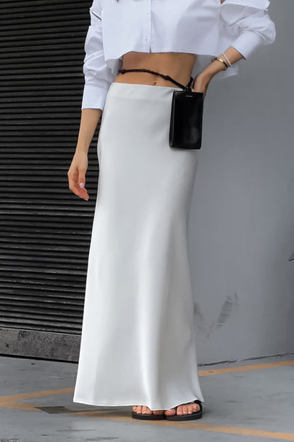 Elegant Solid Slit Regular High Waist Solid Color Bottoms