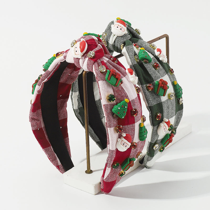 Casual Santa Claus Christmas Tree Patchwork Hair Band