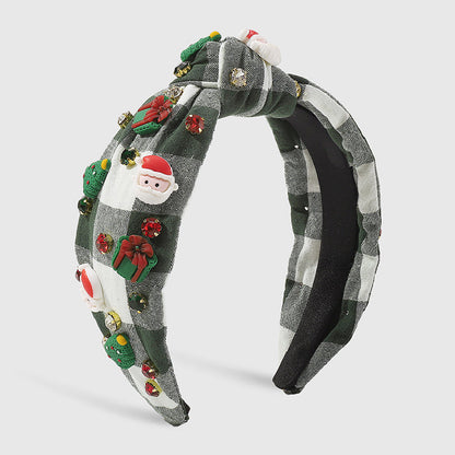 Casual Santa Claus Christmas Tree Patchwork Hair Band Green One Size