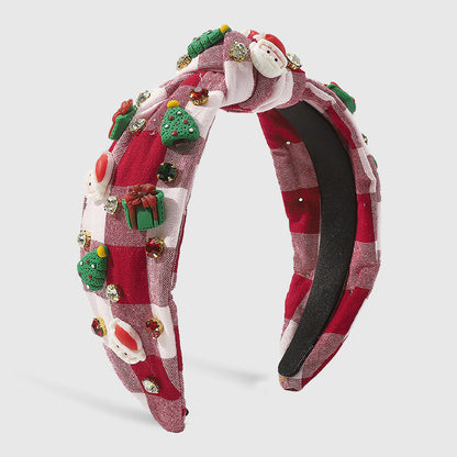 Casual Santa Claus Christmas Tree Patchwork Hair Band Red One Size