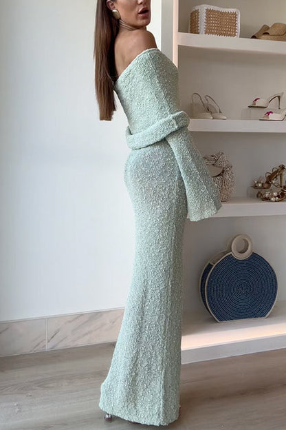 Rosiedress Off Shoulder Long Sleeves Bodycon Knit Maxi Dress