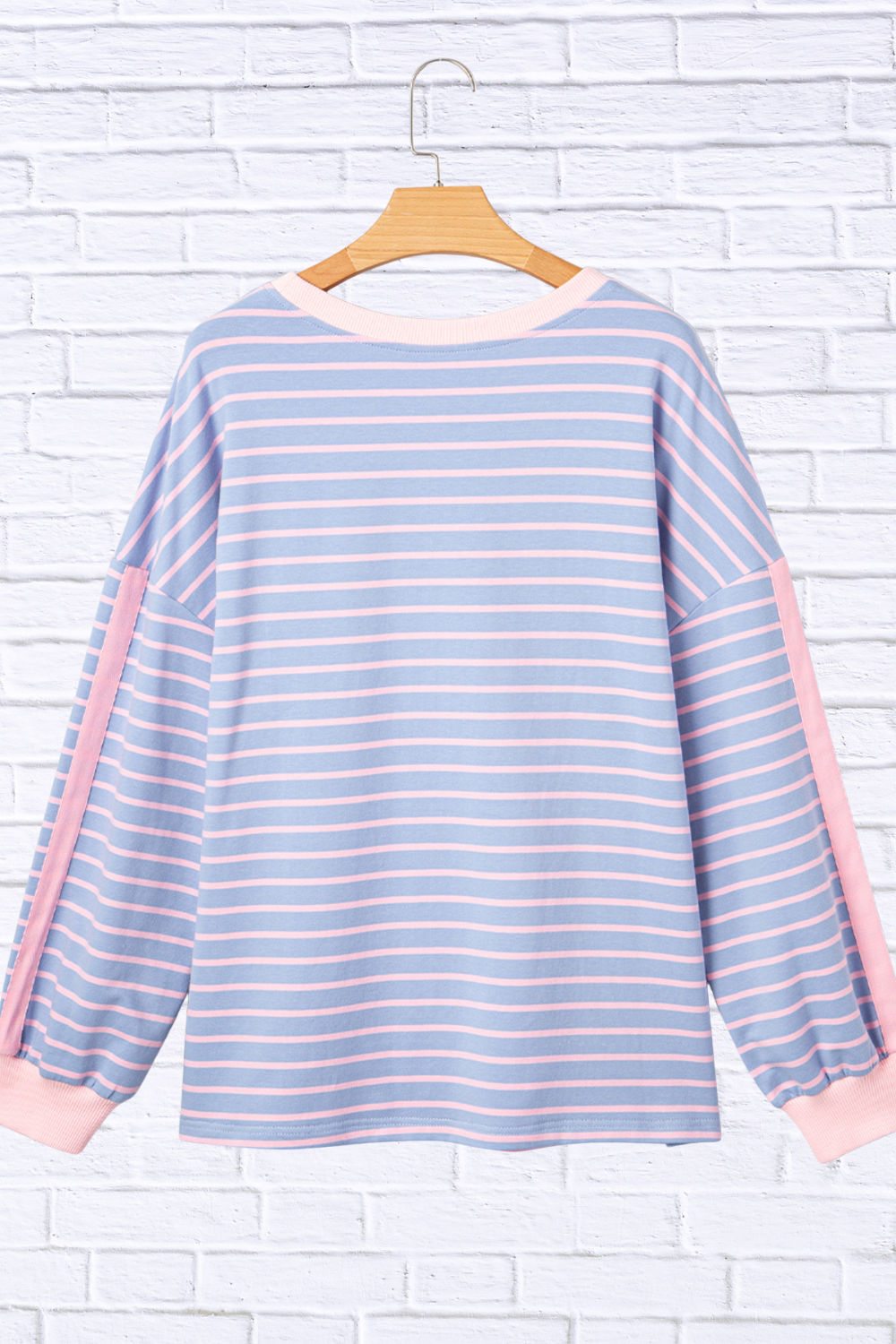 Stripe Oversize Contrast Trim Drop Shoulder Sweatshirt