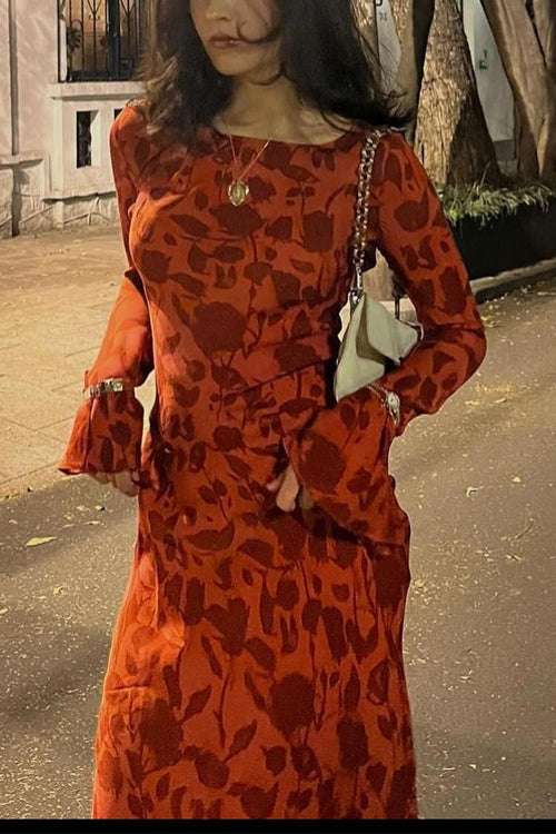 Rosiedress Bell Long Sleeves Floral Print Maxi Dress