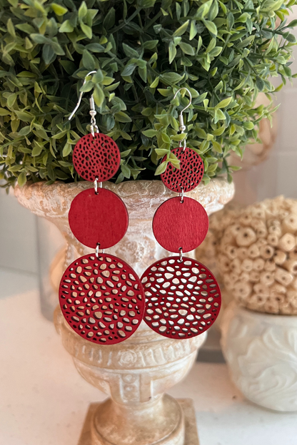 Vibrant Round-Shaped Hollow Pattern Dangle Earrings