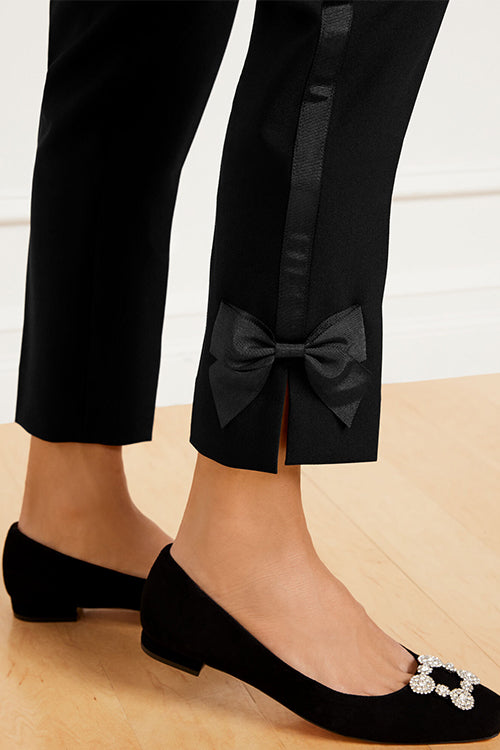 Straight Leg Bow Side Splice Ankle Pants