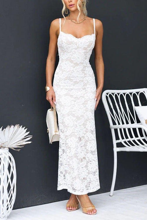 Floral Lace Bodycon Maxi Cami Dress