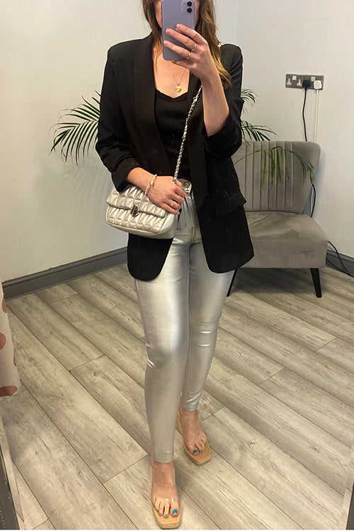 Chicest Skinny Metallic Faux Leather Pants