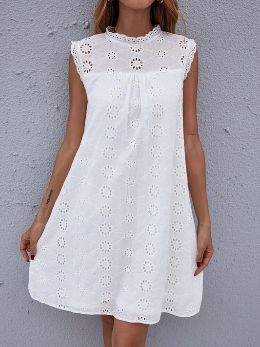 Chic Embroideried Sleeveless Cotton Dress