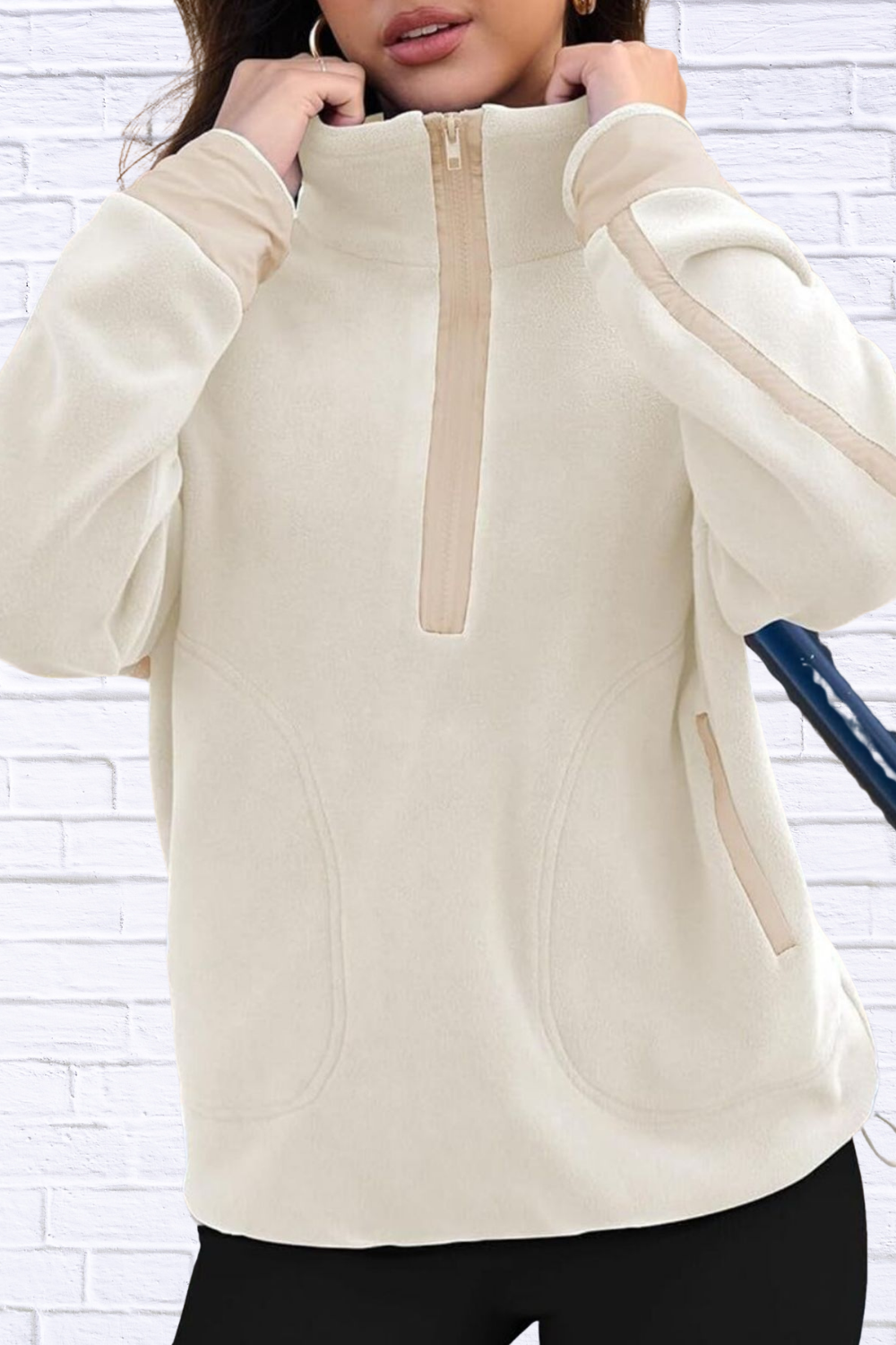 Half Zip Dropped Shoulder Sweatshirt