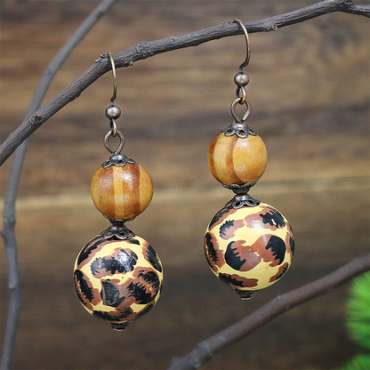 Bohemian Vintage Geometric Patchwork Earrings Red-brown One Size