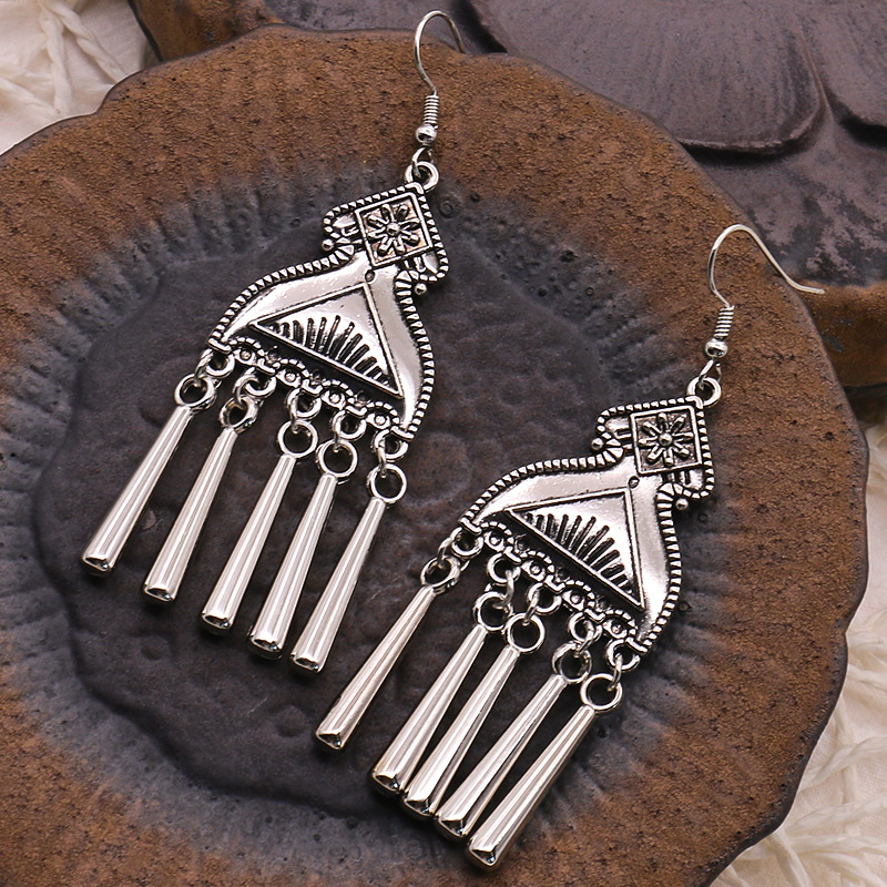 Earrings Silver Black One Size