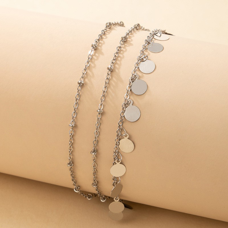 Simplicity Solid Tassel Anklet Silver One Size