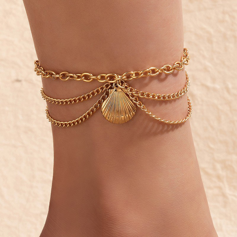 Simplicity Geometric Patchwork Anklet Golden Yellow One Size