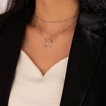 Simplicity Geometric Patchwork Necklaces Silver One Size