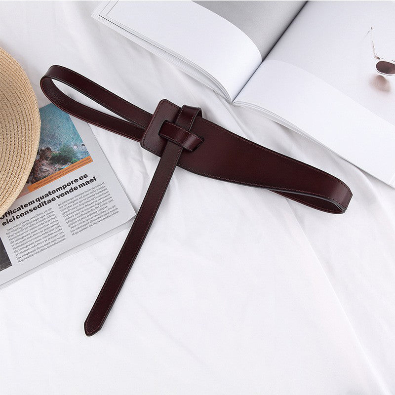 Elegant Simplicity Solid Knotted Belts Coffee One Size