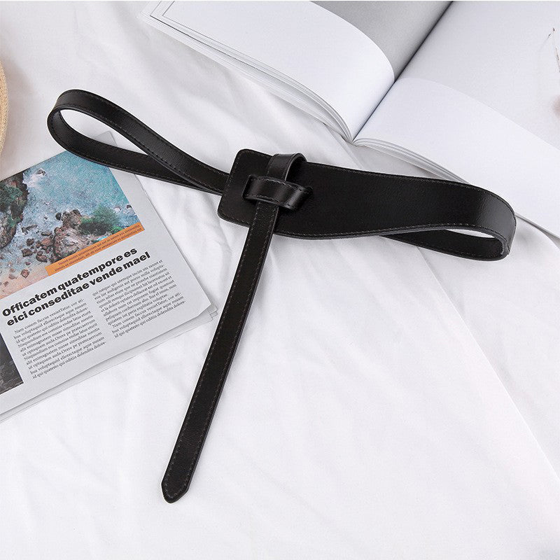 Elegant Simplicity Solid Knotted Belts Black One Size