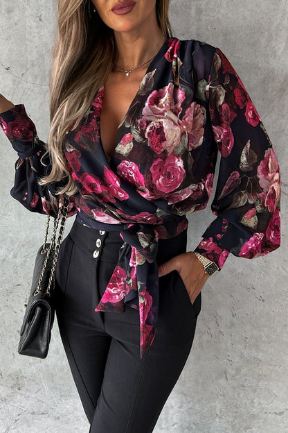 Sexy Elegant Floral Bandage V Neck Blouses(3 Colors)