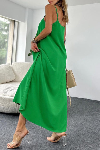 Sexy Solid Backless U Neck Sling Dress Dresses