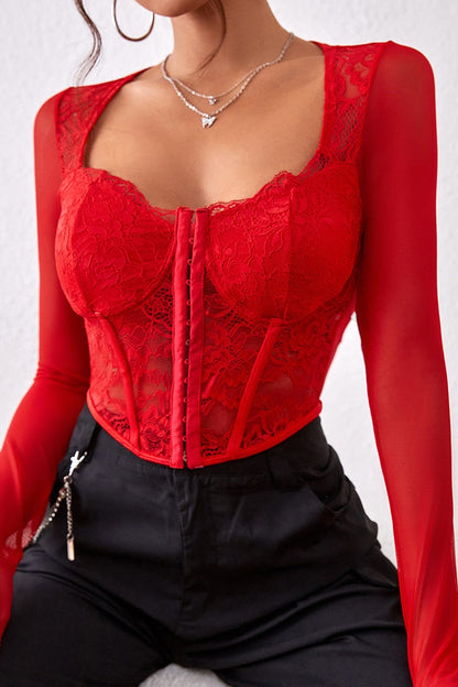 Sexy Casual Solid Patchwork See-through Square Collar Tops