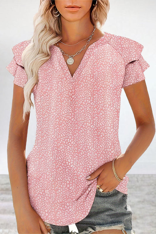 Elegant Leopard Patchwork T-Shirts Pink