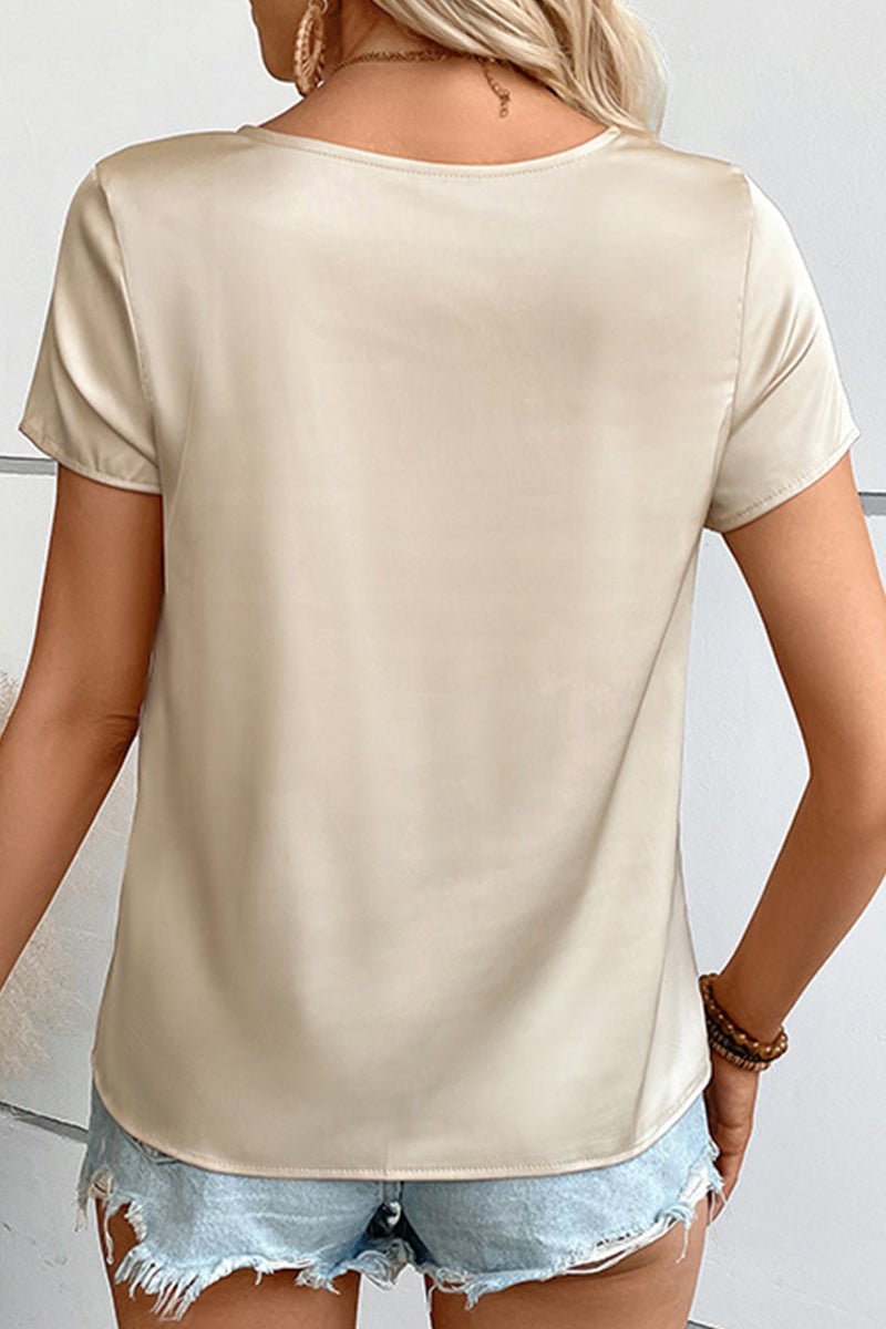 Solid Scarf Collar T-Shirts