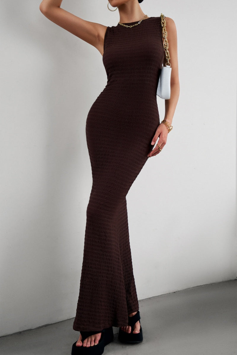 Casual Solid Basic O Neck Long Dresses