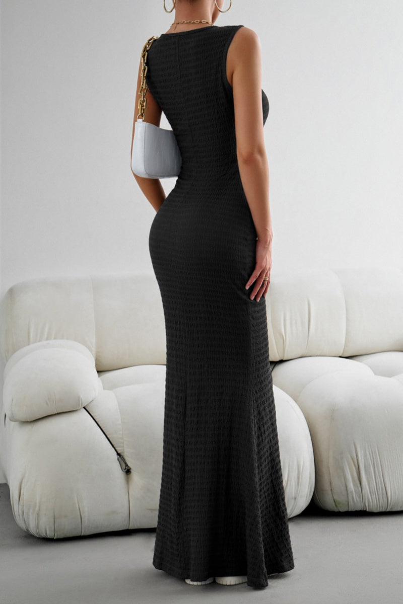 Casual Solid Basic O Neck Long Dresses