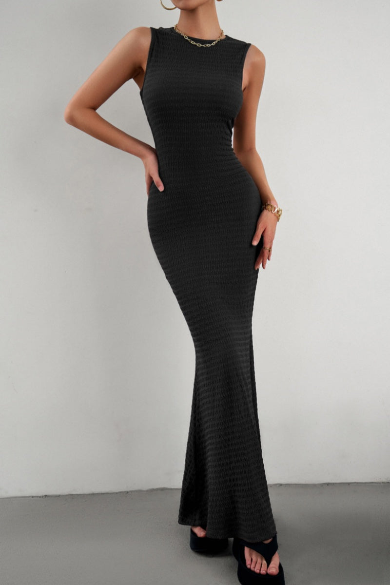 Casual Solid Basic O Neck Long Dresses